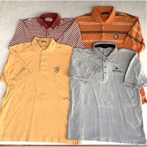 Vintage Golf Polo Shirts Mens L 100% Cotton Pullover Random Brands (LOT OF 4!)